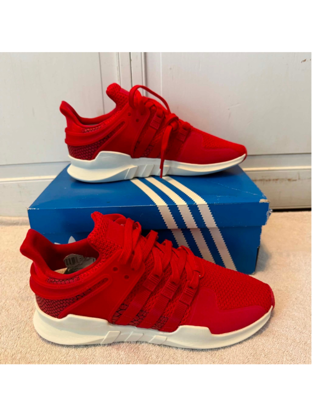 Men's Adidas EQT ADV Sneakers Red and White Size 9